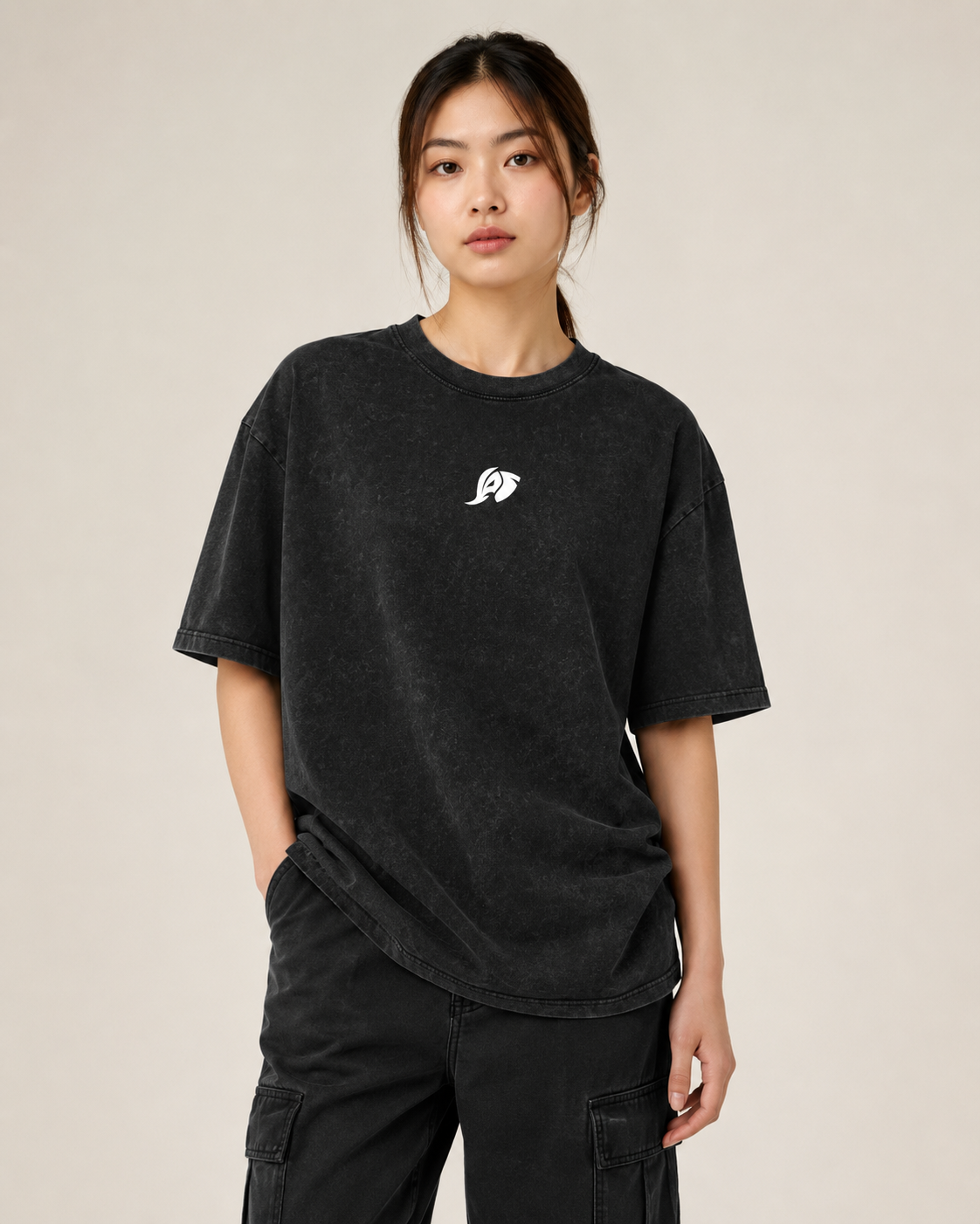 Snow Washed Oversized Cotton T-Shirt